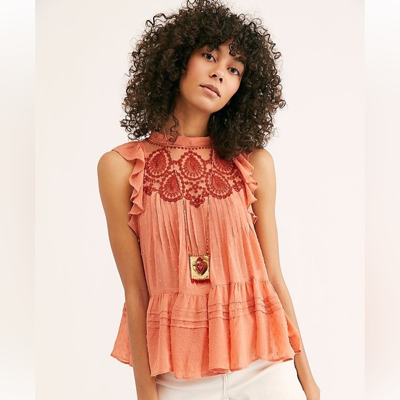 Free People Tops - Free People | Swiss Dot Embroidered Tank Top Size L NWT